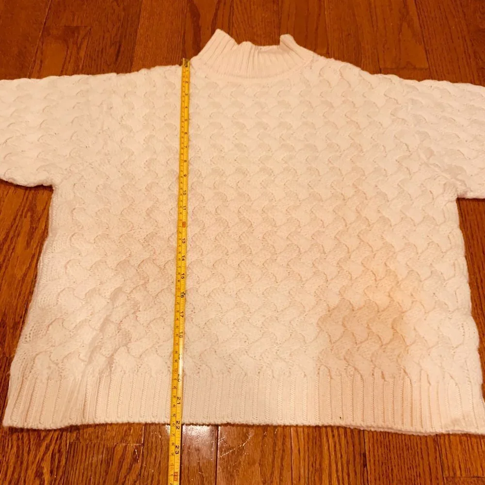 Ann Taylor 100% Wool Chucky Cable Knit Sweater Turtleneck Size Large - Picture 16 of 16